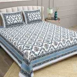 Floral Print Double King-Size Bedsheet with Pillow Covers-picture-28