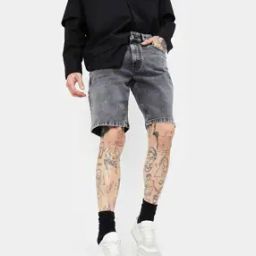 Men Washed Denim Shorts-image-28
