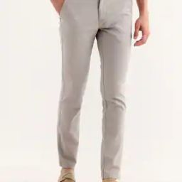 Men Slim Fit Flat-Front Trousers-picture-32
