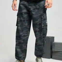 Men Camouflage Print Relaxed Fit Cargo Pants-image-7