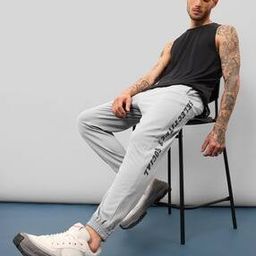 Men Typographic Print Relaxed Fit Jogger Pants-image-25