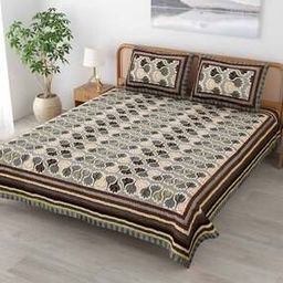 144 TC Floral Print King-Size Bedsheet with Pillow Covers-image-16