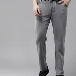 Men Washed Straight Track Pants with Insert Pockets-image-1