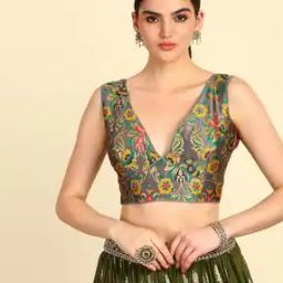 Women Floral Woven Back-Open Blouse-picture-39