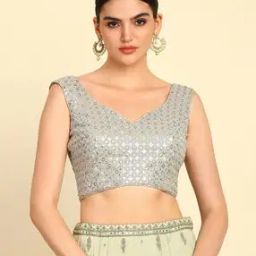 Women Embellished Back Open Blouse-image-4