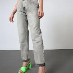Women Acid-Wash Relaxed Fit Jeans-image-88