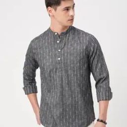 Men Striped Slim Fit Short Kurta-image-44