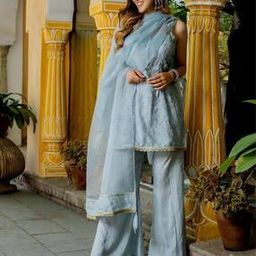 Women Embroidered Straight Kurta Pants Set with Dupatta -image-51