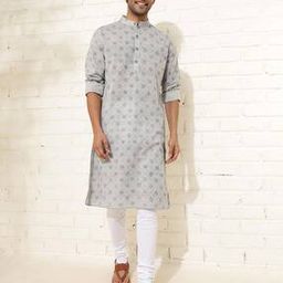 Men Geometric Print Slim Fit Long Kurta-image-48