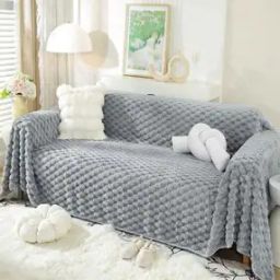 Rabbit Wool Plush 1-Seater Sofa Throw-picture-13