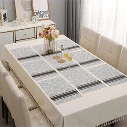Set of 6 Floral PVC Table Placemats with Table Runner-image-59