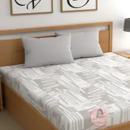 210 TC Geometric Print King-Size Bedsheet with Pillow Covers-image-0