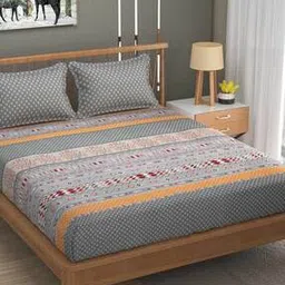 120 TC Double Bedsheet with Pillow Cover Set-image-34