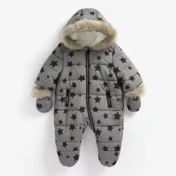 Star Print Fur-Lined Hooded Snowsuit-32