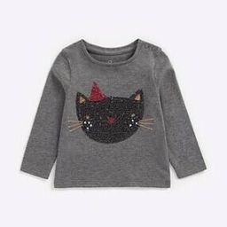 Halloween Cat Sequinned Round-Neck T-shirt-picture-27