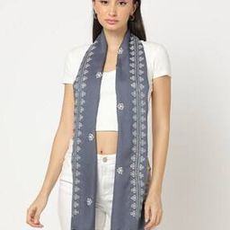 Embroidered Scarf with Tassels-image-49