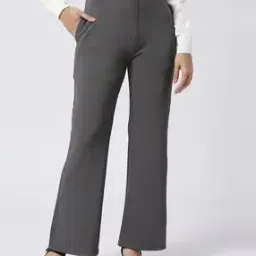Women Flared Pants with Insert Pockets-image-10