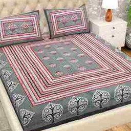 200 TC Printed Double Bedsheet with 2 Pillow Covers-19