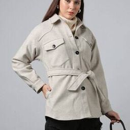 Women Belted Trench Coat with Flap Pockets-image-94