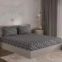 TC 300 Geometric Print Queen Bedsheet with Pillow Covers-image-31