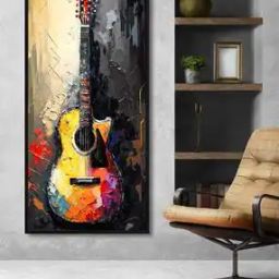 Guitar Modern Canvas Painting 48" x 24"-image-2