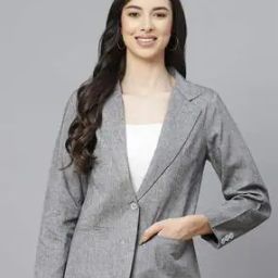 Solid Full-length Blazer-image-42