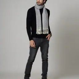 Men Geometric Print Scarf with Tassels-image-25