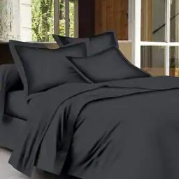 Trance Home Linen Pure Cotton 400TC Plain Bedsheet with Pillow Cover-image-3