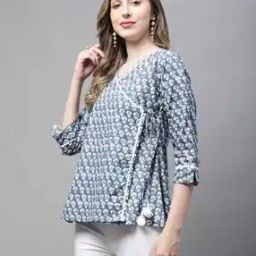 Printed V-Neck Flared Tunic-18