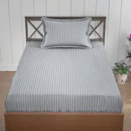 Striped Bedsheets with 1 Pillow Cover-image-55