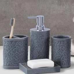 OBSESSIONS Polyresin 4Pc Bathroom set, Grey-19