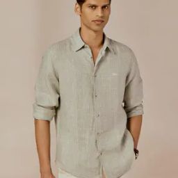 Men Linen Textured Slim Fit Shirt-image-46