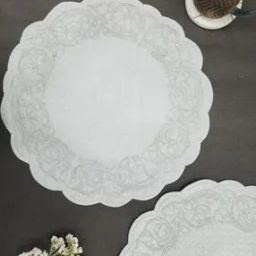 Set of 2 Embroidered Cotton Round Table Mats-23