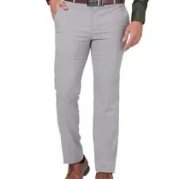 raymond Men Slim Fit Flat-Front Trousers-picture-40