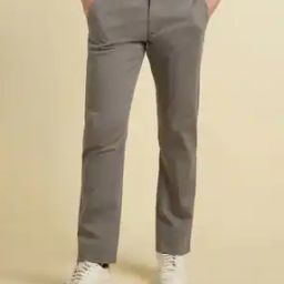 Textured Slim Fit Trousers-image-4