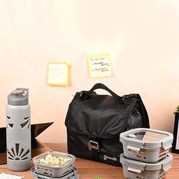 Set of 3 Tiffin Boxes with Bottle & Lunch Bag-image-3