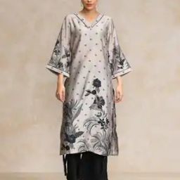 Bold Placement Floral Printed V Neck Kurta-image-41