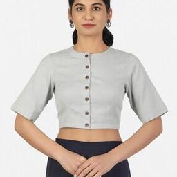Front-Open Blouse with Button-Closure-image-73