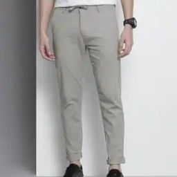 Slim Fit Flat-Front Trousers with Drawstring-image-1