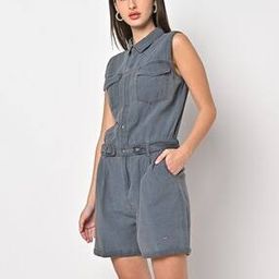 Washed Playsuit with Flap Pockets-image-66