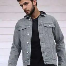 Washed Denim Jacket with Pockets-image-18