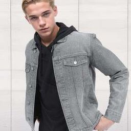 Heavily Washed Denim Jacket with Pockets-image-46