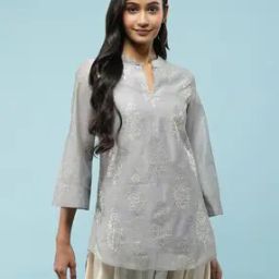 Band Collar A-Line Kurta-image-45