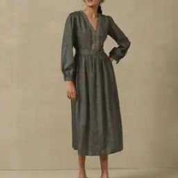 Embroidered Fit & Flare Dress-image-16