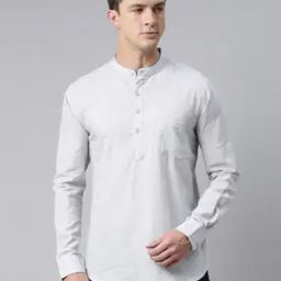 Men Regular Fit Short Kurta with Patch Pocket-4