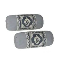 Set of 2 Floral Woven Bolster Covers 32" x 16"-picture-16