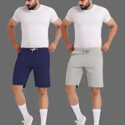 Men Pack of 2 Knit Shorts with Elasticated Drawstring Waist-image-33