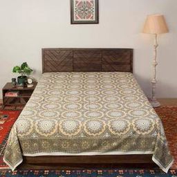 163 GSM Block Print Cotton Single Bed Cover-image-17