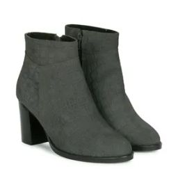 Croco Print Ankle-Length Leather Boots-image-11