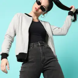 campus sutra Heathered Zip-Front Sweatshirt-picture-2